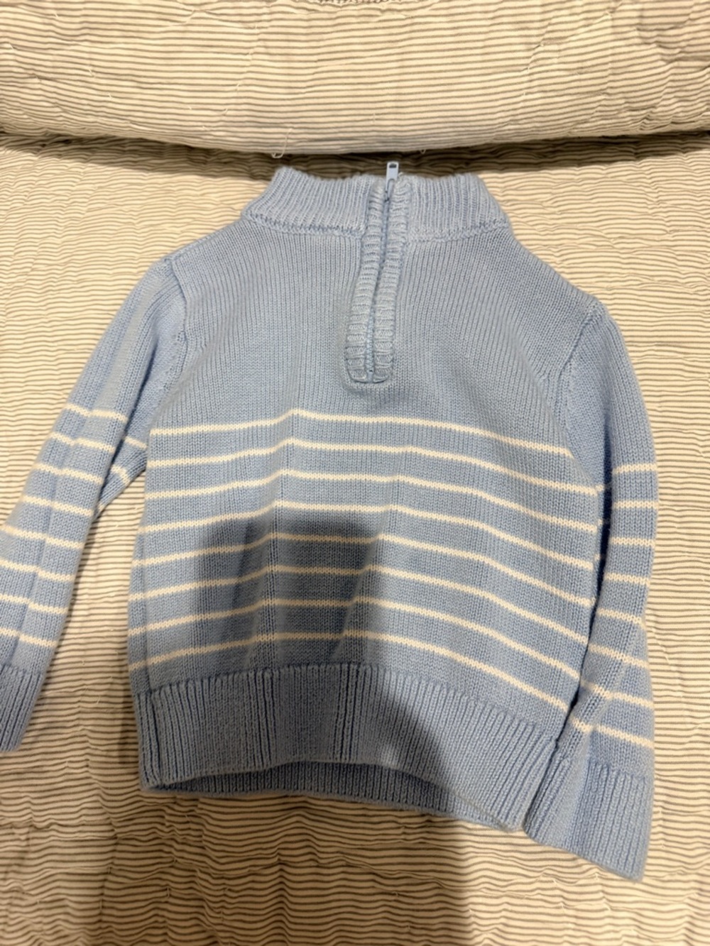 Little Sleepies Light Blue & White Striped Half-Zip Sweater
